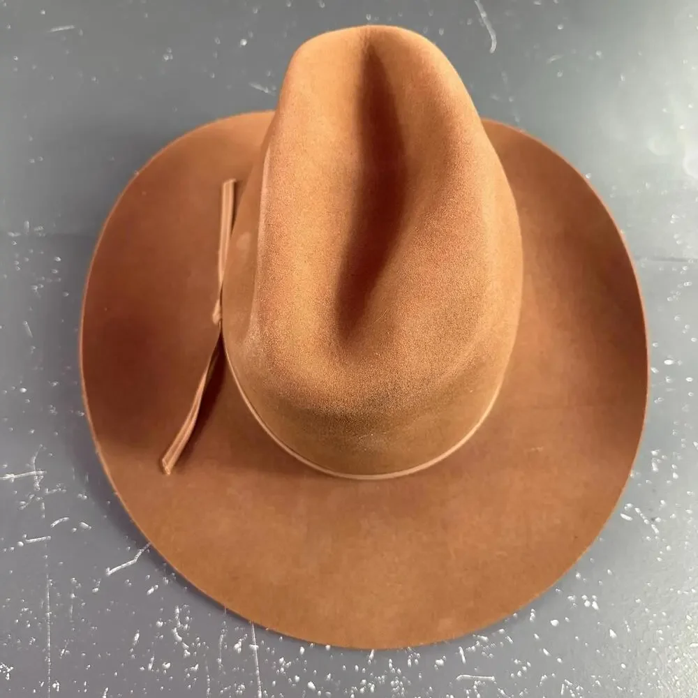 VTG Resistol Cowboy Hat Youth 6 5/8 Tan Rust Colored Wool Felt Made in USA - Picture 5 of 10
